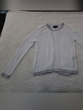 Rag & Bone White Perforated Knit Long Sleeve Top – Size S